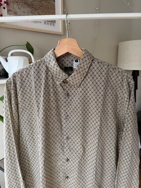 PS Paul Smith Beige Geometric Print Button-Down Shirt